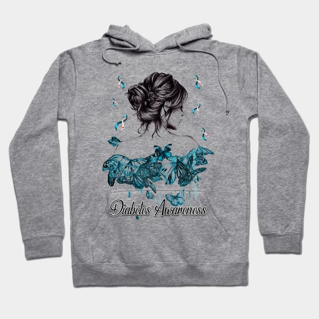 Diabetes awareness Womens Butterfly Girl Diabetes Women Gifts Hoodie by thuylinh8